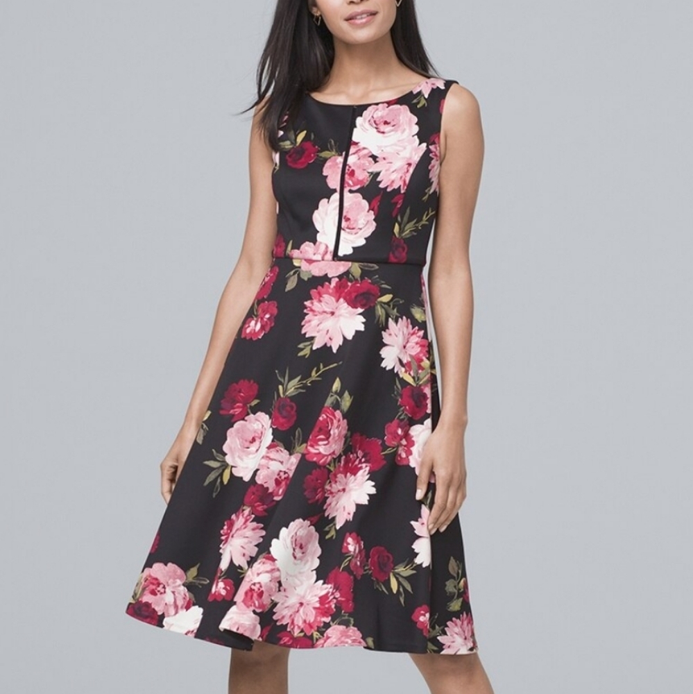 WHBM Sz 18 Worn Once Floral Scuba Fit and Flare Dress